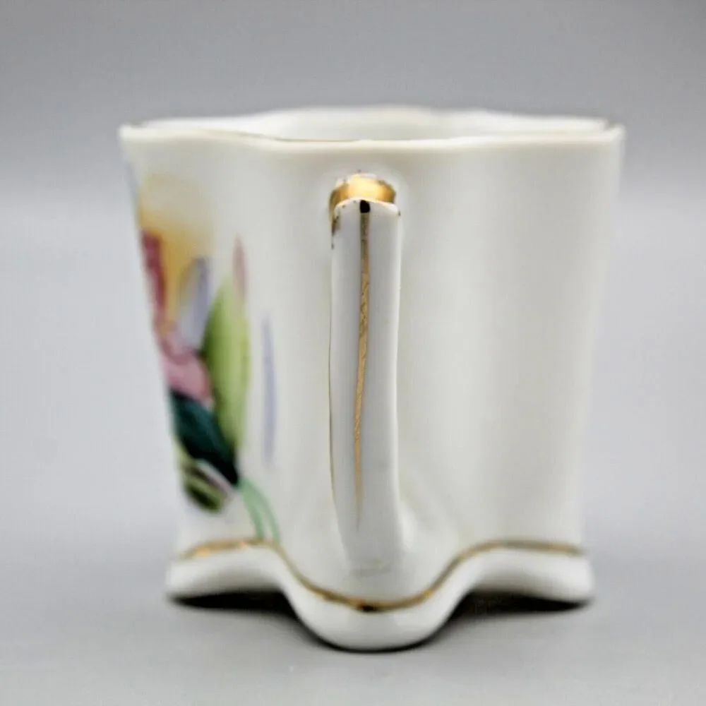 Cup & Saucer Set Yoko Boeki Co Demitasse Japan Pink Florals Square Vintage